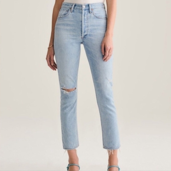 AGOLDE Riley high-rise straightjeans JEANS SIZE 26 Distressed Jeans